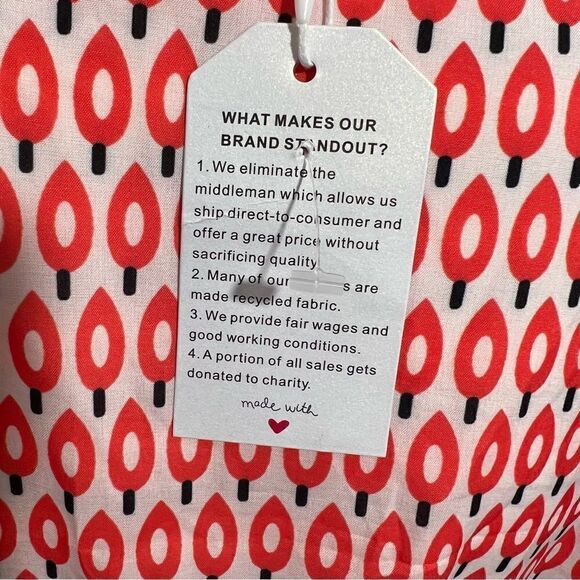 NWT Recycled Orange Graphic Print V-Neck Ruffle Sleeve Top -- L - Picture 11 of 12